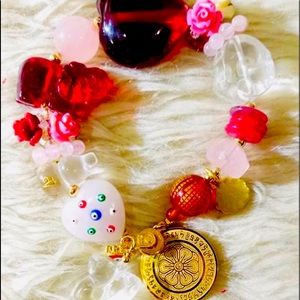 Feng shui, Year of the monkey charm bracelet. Made of real crystals